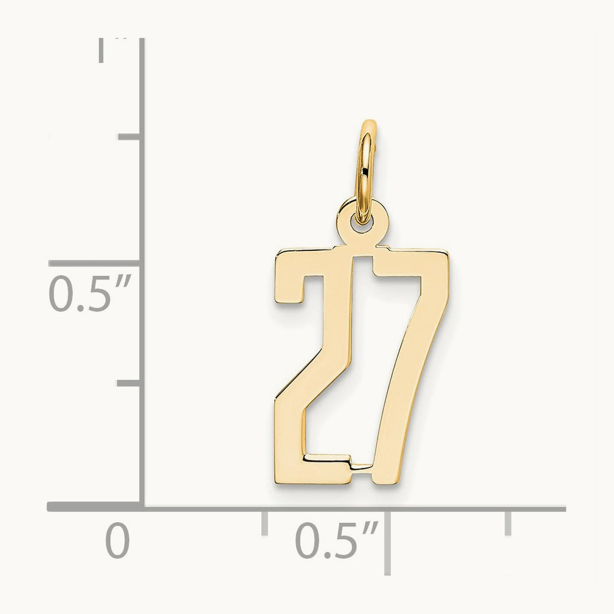 Small Elongated Number 27 Charm, 14K
