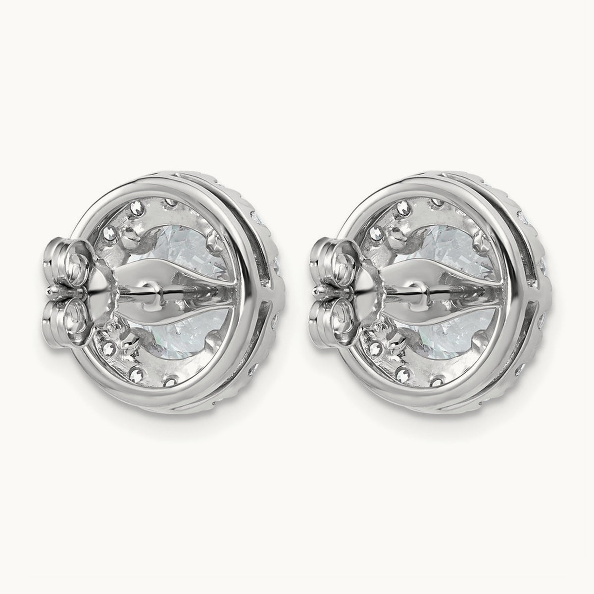 Round Halo Post Earrings, 0.50-7.50 ct tw Lab-Grown Diamond — 5 ct, 14K White Gold