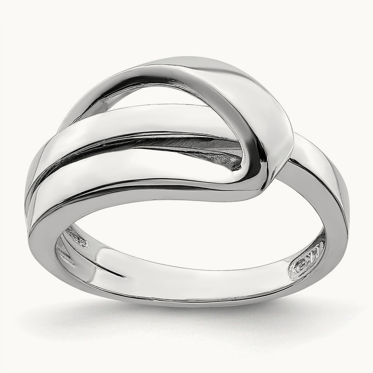 Polished with Folded Design Band — 14K White Gold