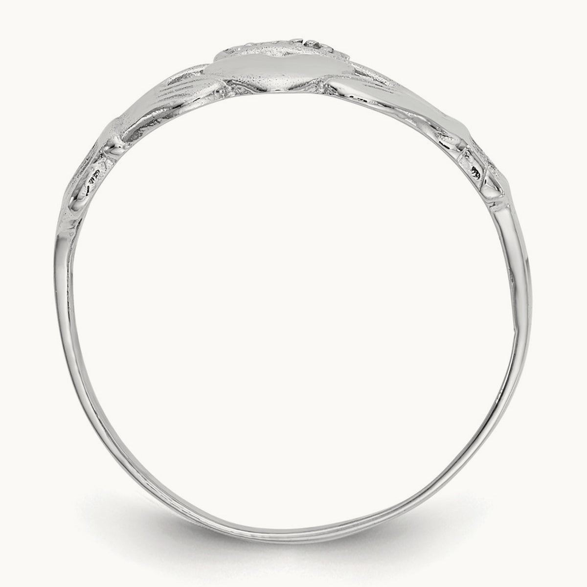 Polished Claddagh Ring, 14K White Gold