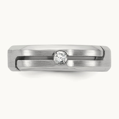IB Goodman Mens Satin Complete 1/10ct Diamond Ring, 14K White Gold