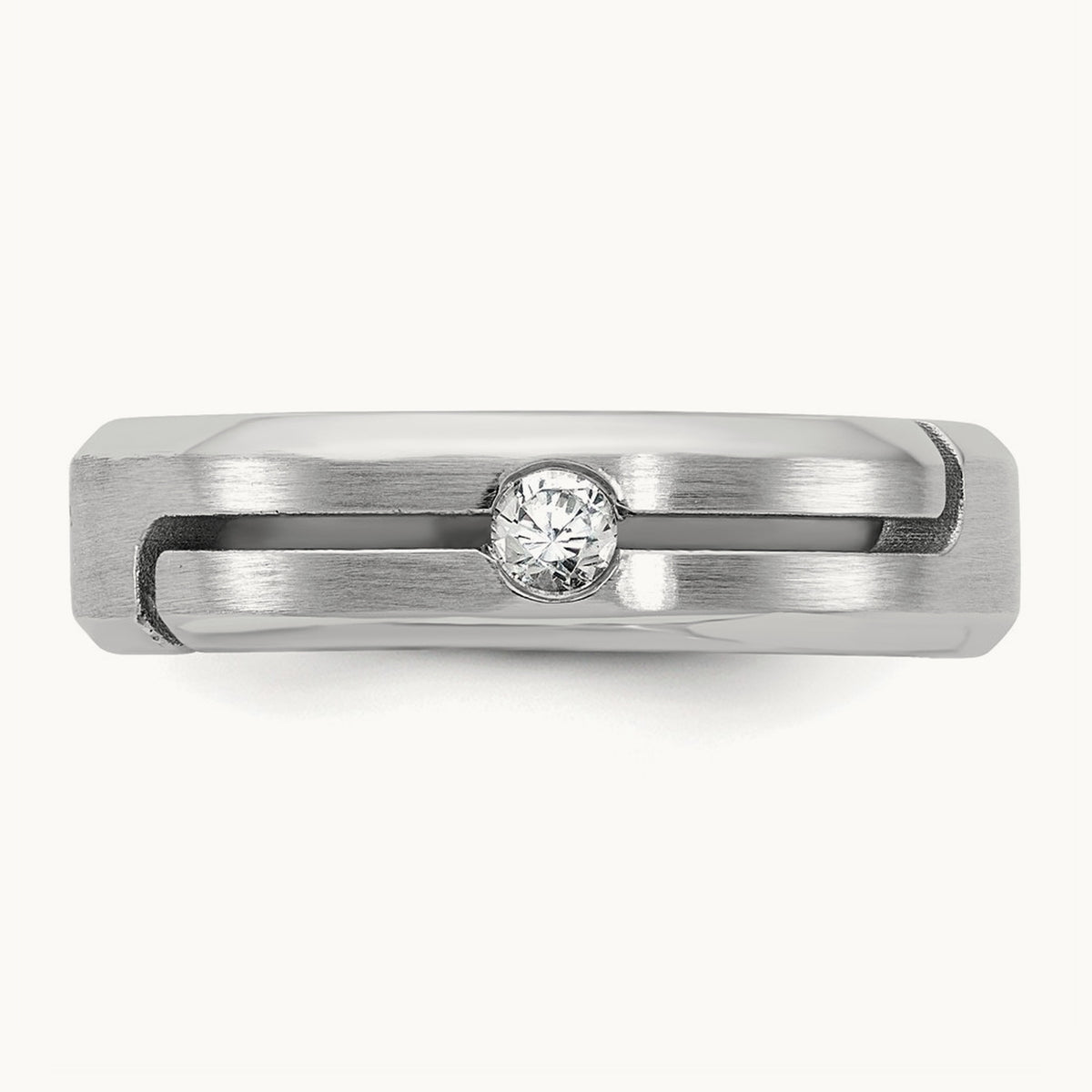 Setting: IB Goodman Men's Satin Diamond Ring Mounting, 14K Gold — 14K White Gold