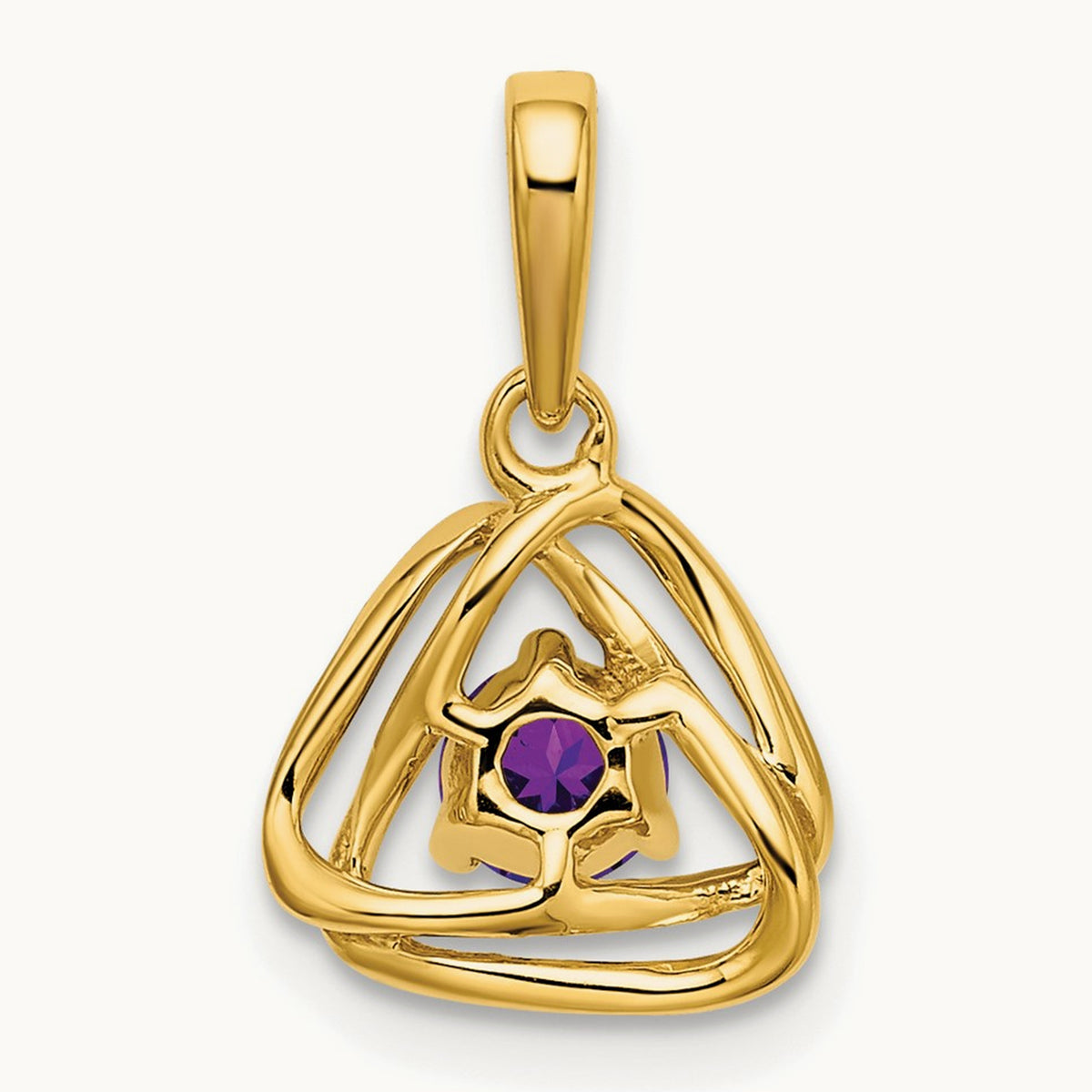 Amethyst Triangle Pendant — 14K Yellow Gold