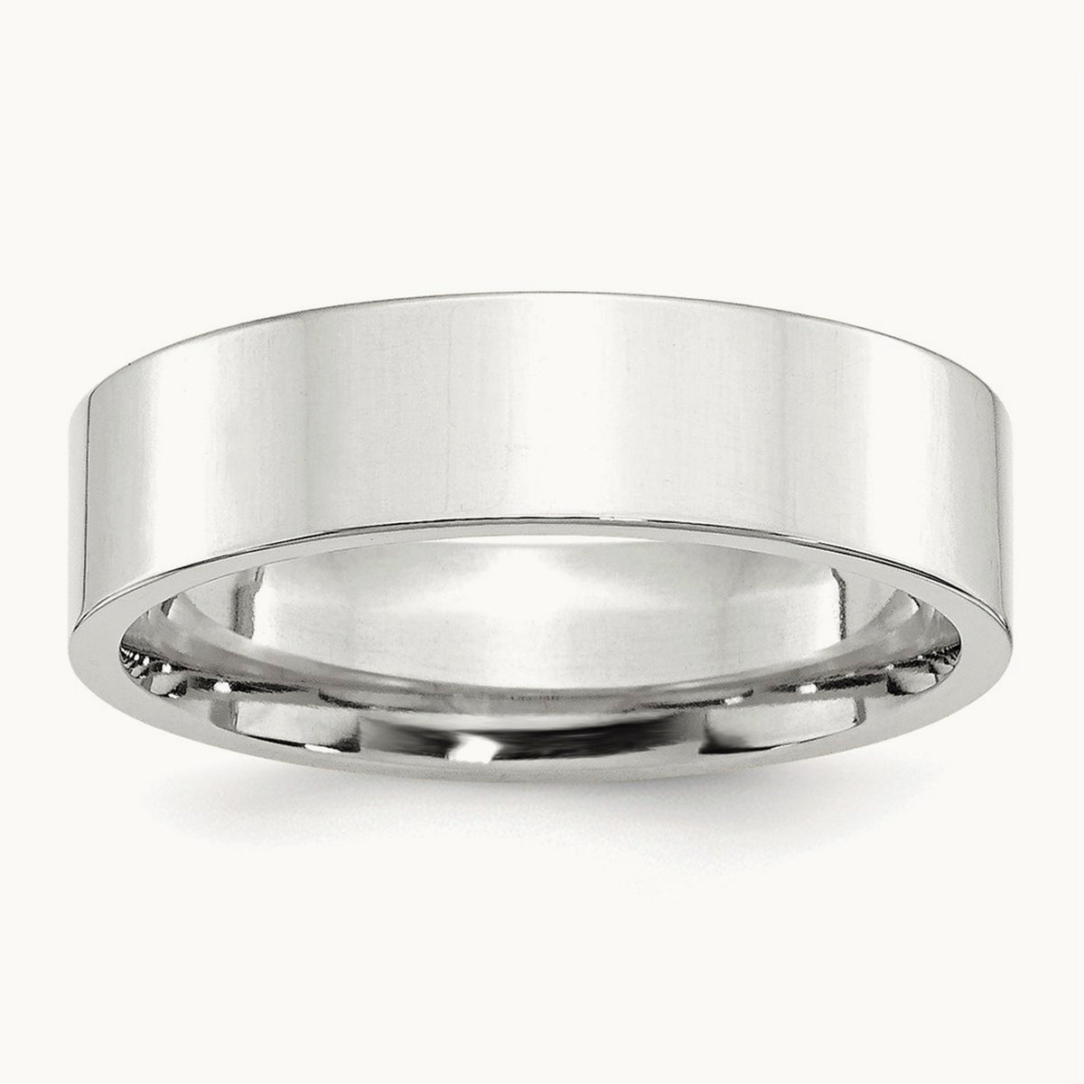 Standard Flat Comfort Fit Band, 6mm, 10K White Gold