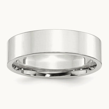 Standard Flat Comfort Fit Band, 6mm, 10K White Gold