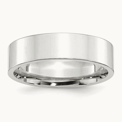 Standard Flat Comfort Fit Band, 6mm, 10K White Gold
