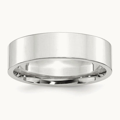 Standard Flat Comfort Fit Band, 6mm, 10K White Gold