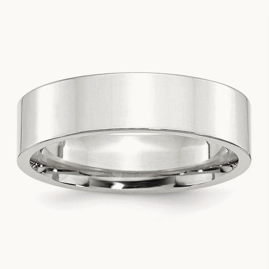 Standard Flat Comfort Fit Band, 6mm, 10K White Gold