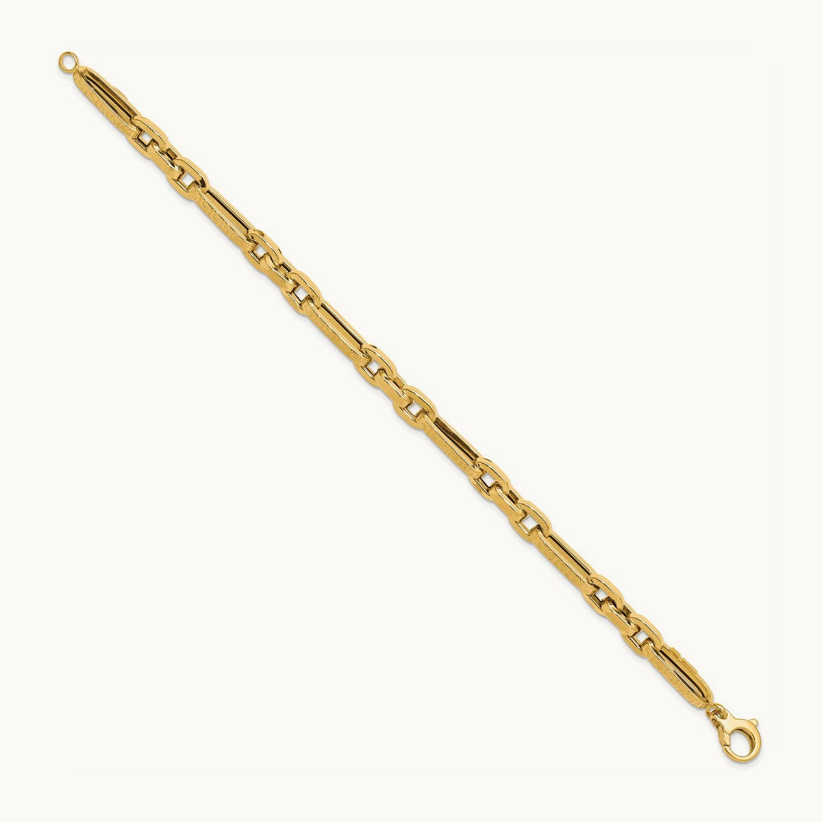 Polished and Textured Design Fancy Link Bracelet, 14K