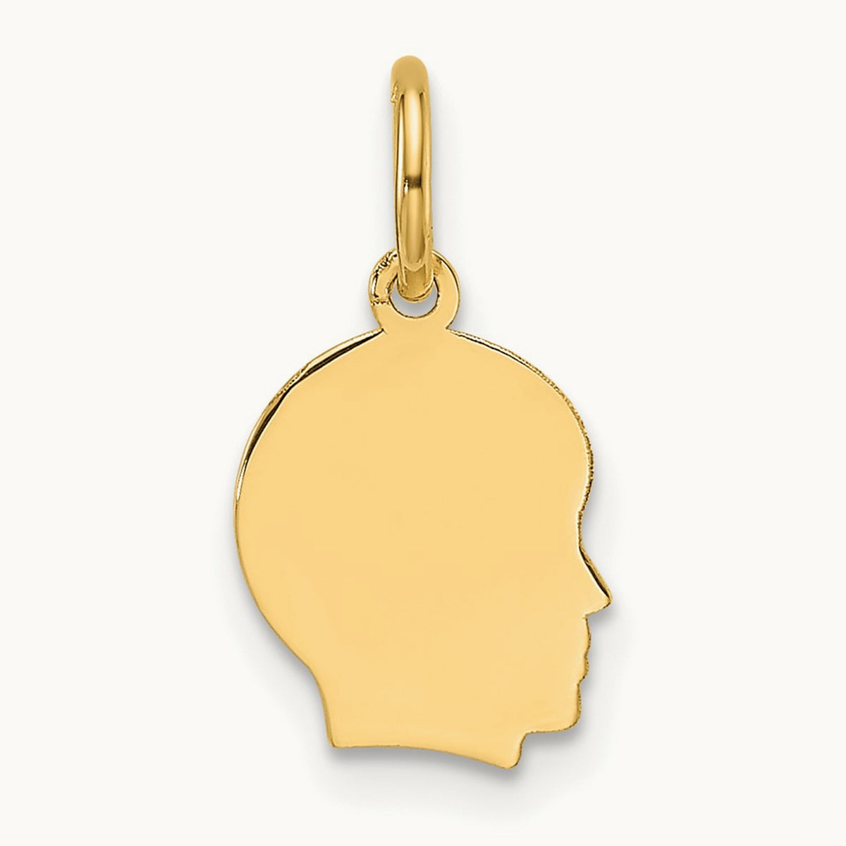 Plain Small .035 Gauge Facing Right Engravable Boy Head Charm — 15.3mm
