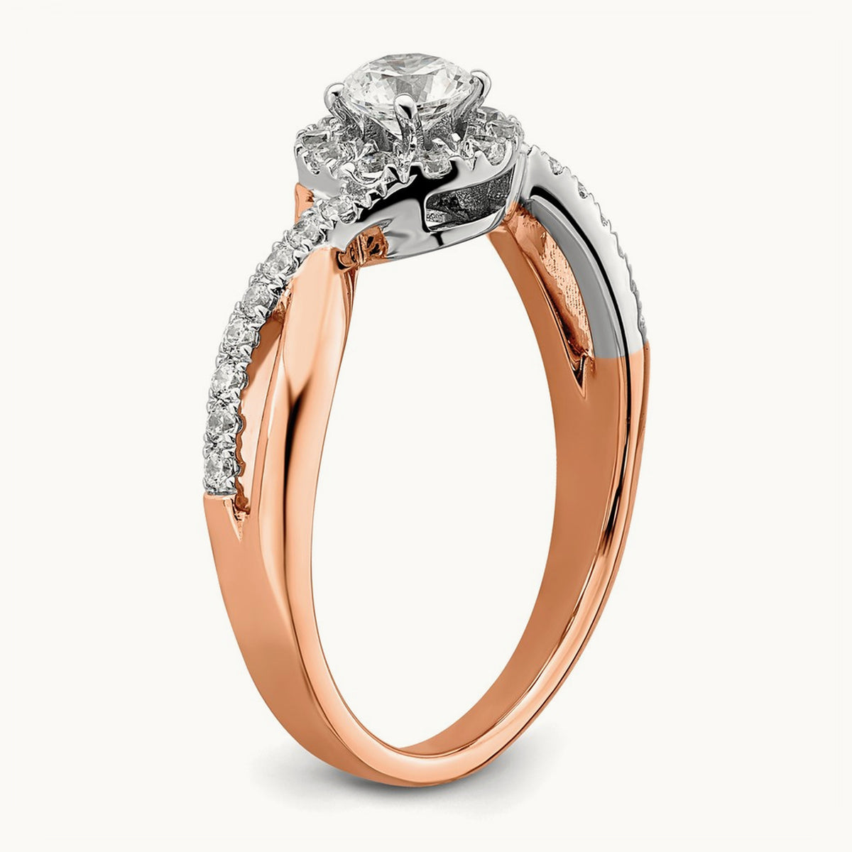 Round Fancy Halo Engagement Ring, 0.50 ct tw Lab-Grown Diamond