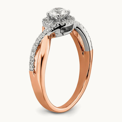 Round Fancy Halo Engagement Ring, 0.50 ct tw Lab-Grown Diamond