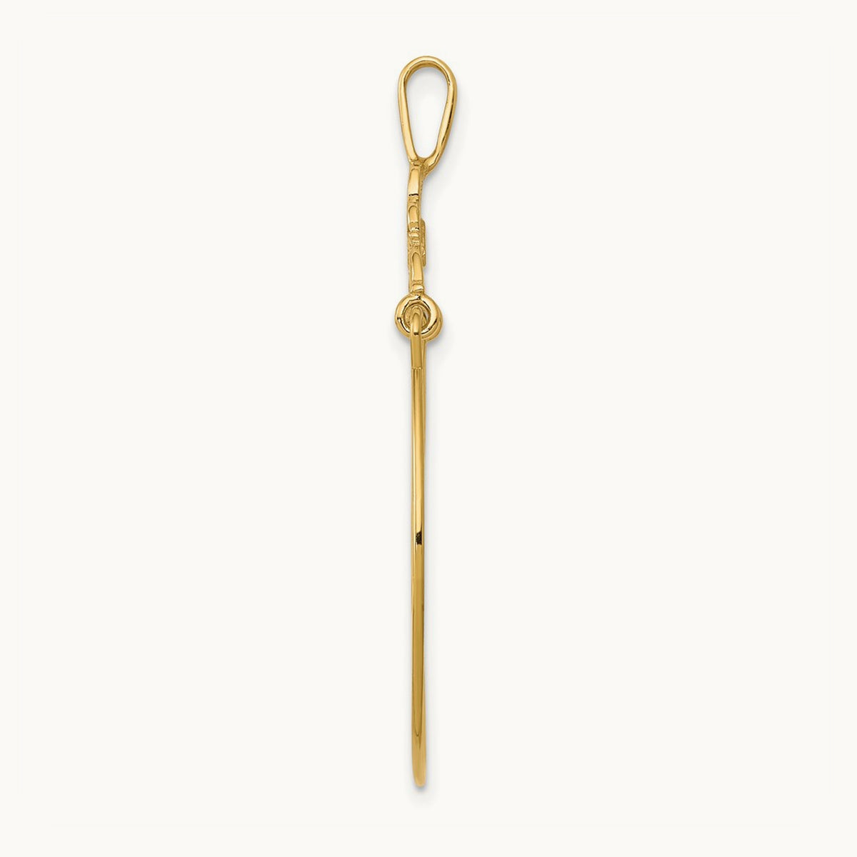 Polished Filigree Heart Charm Holder — 14K Yellow Gold, 35mm