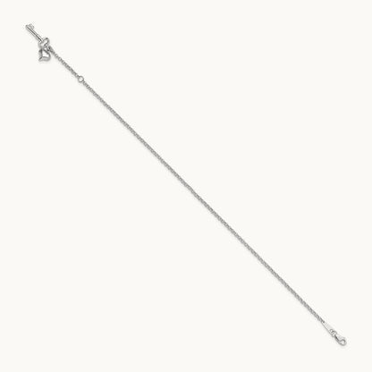 Adj Polished Puffed Heart Key 9in Plus 1in ext. Anklet, 14K White Gold