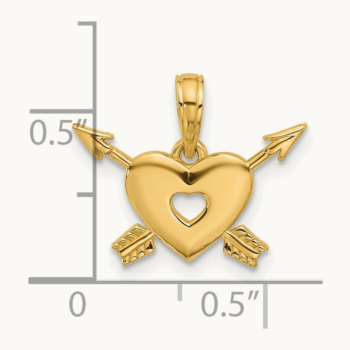 Polished Heart and Arrows Charm, 14K