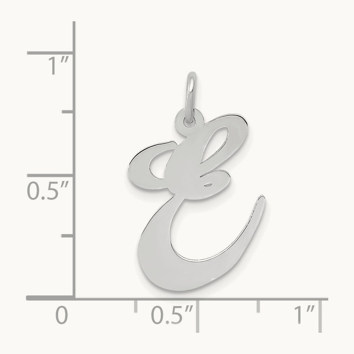 Large Fancy Script Initial Charm — 14K White Gold, E