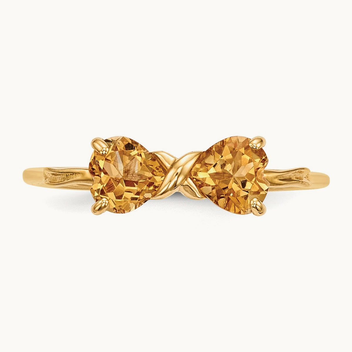 Polished Citrine Bow Ring, 14K Gold