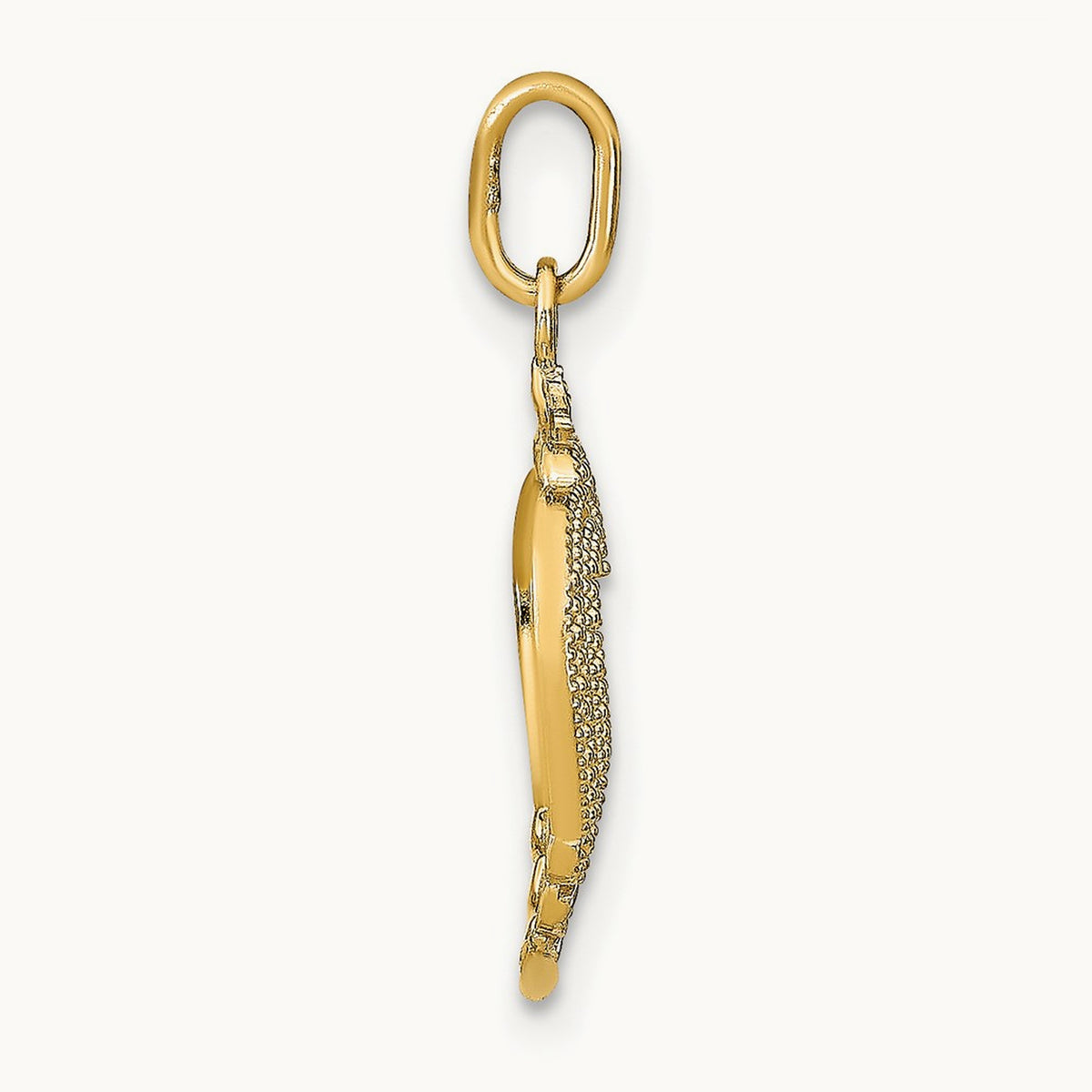 w/Rhodium Diamond-cut Textured Heart Charm, 14K