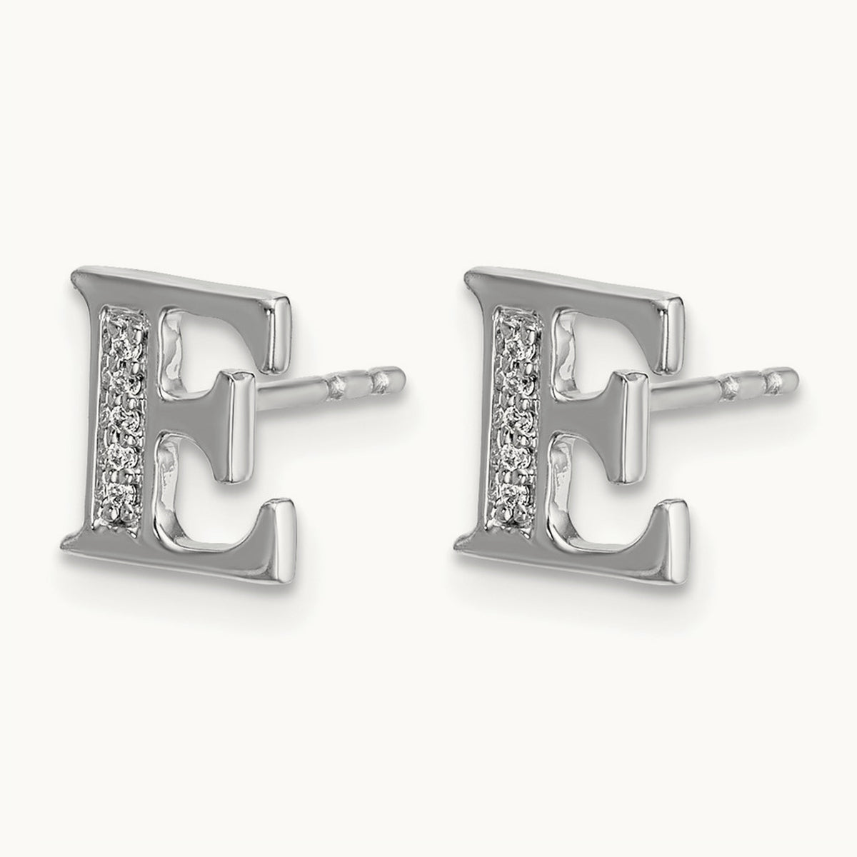 Diamond Earrings — 14K White Gold, 8mm, E