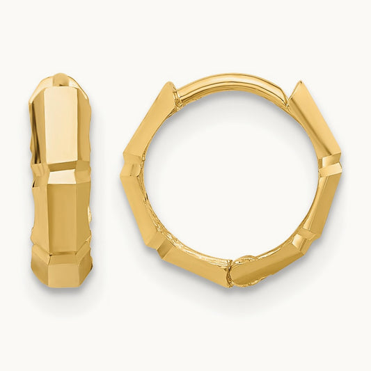 Polished and Diamond-cut Huggie Hoop Earrings, 10K — Leslie's