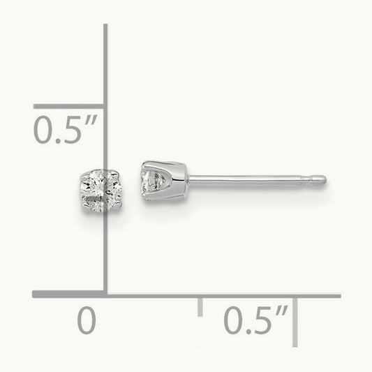 AA Quality Complete Diamond Stud Earring, 14K White Gold