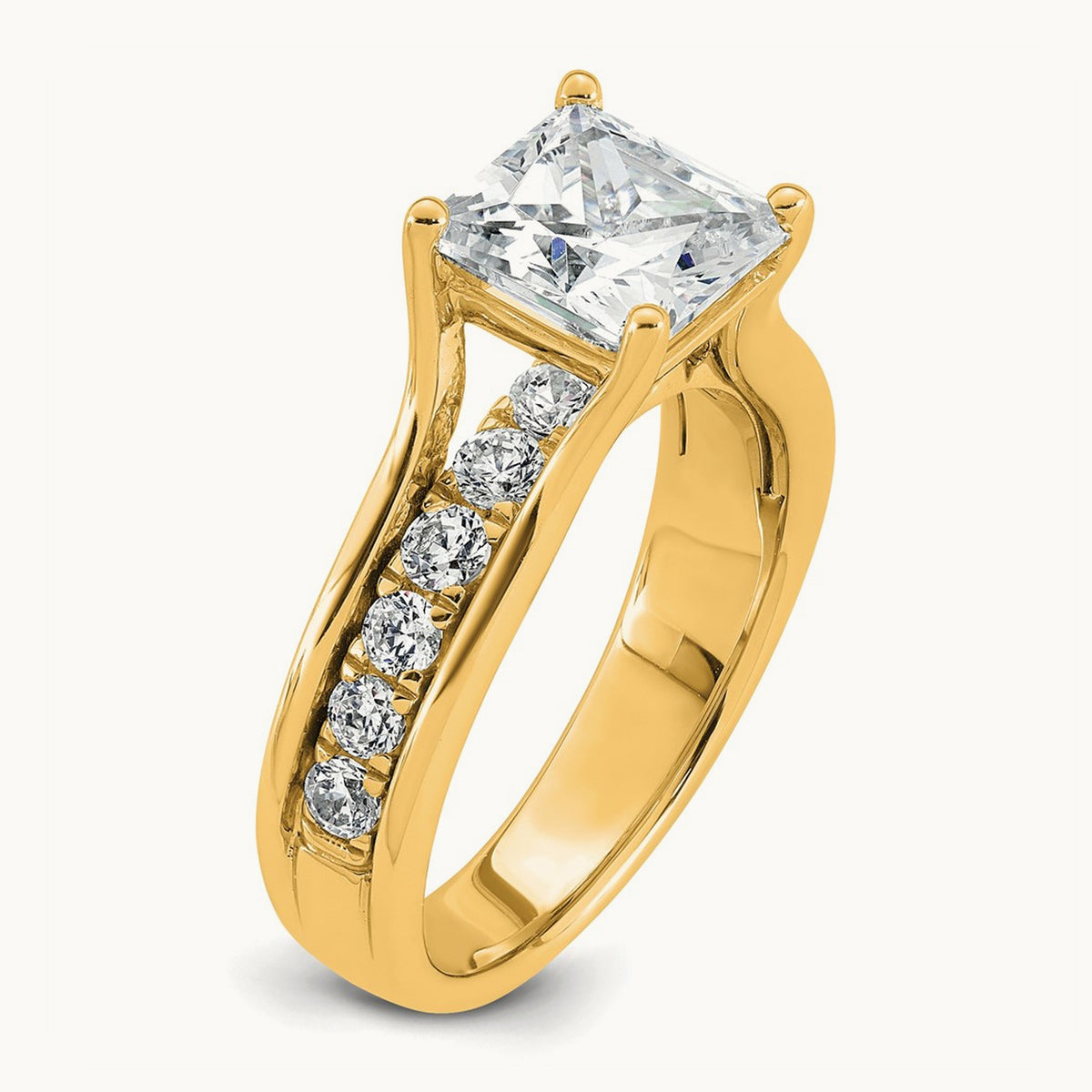 Princess Engagement Ring, 1.75-3.00 ct tw Lab-Grown Diamond — 3 1/6 ct, 14K Yellow Gold