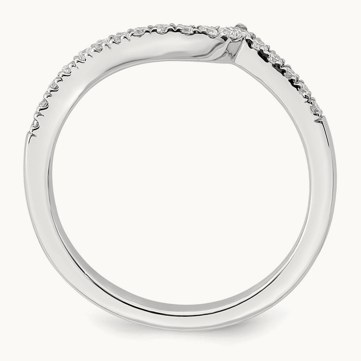 Diamond Contoured Wedding Band, 14K White Gold