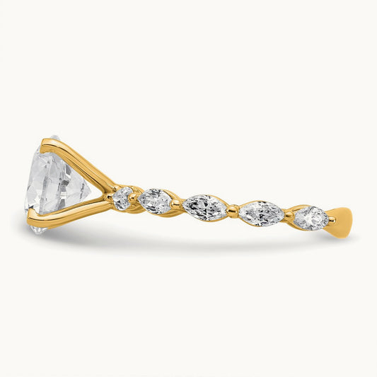 Round Semi-Mount Engagement Ring — 14K Yellow Gold, 7