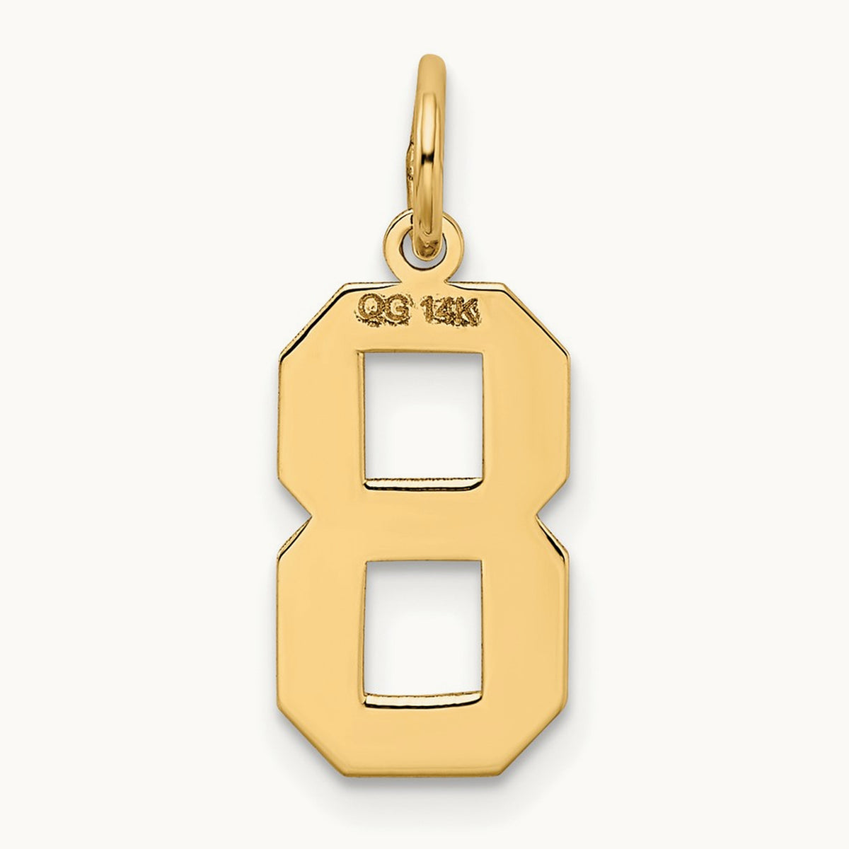 Medium Satin Number 8 Charm — 14K Yellow Gold