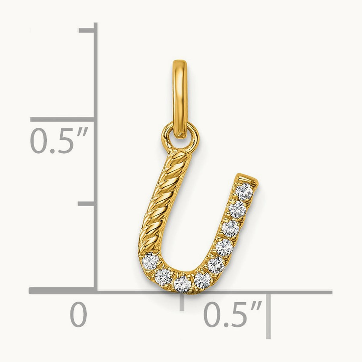 Twisted Diamond Charm — 14K Yellow Gold, U