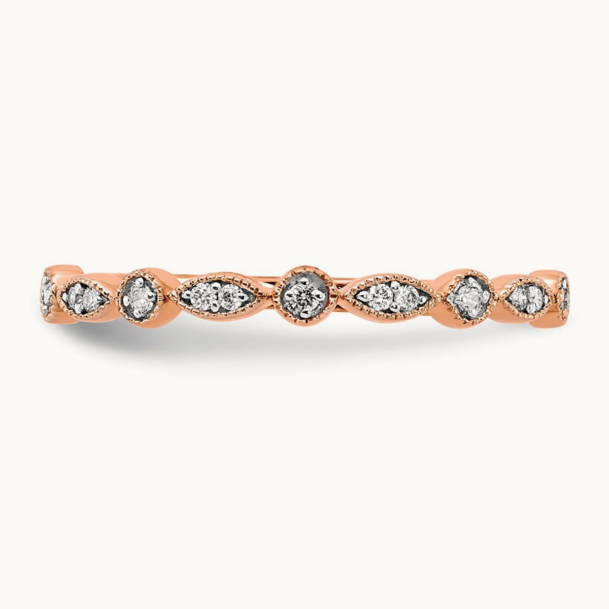 Diamond Fancy Band — 14K Rose Gold, 6.75