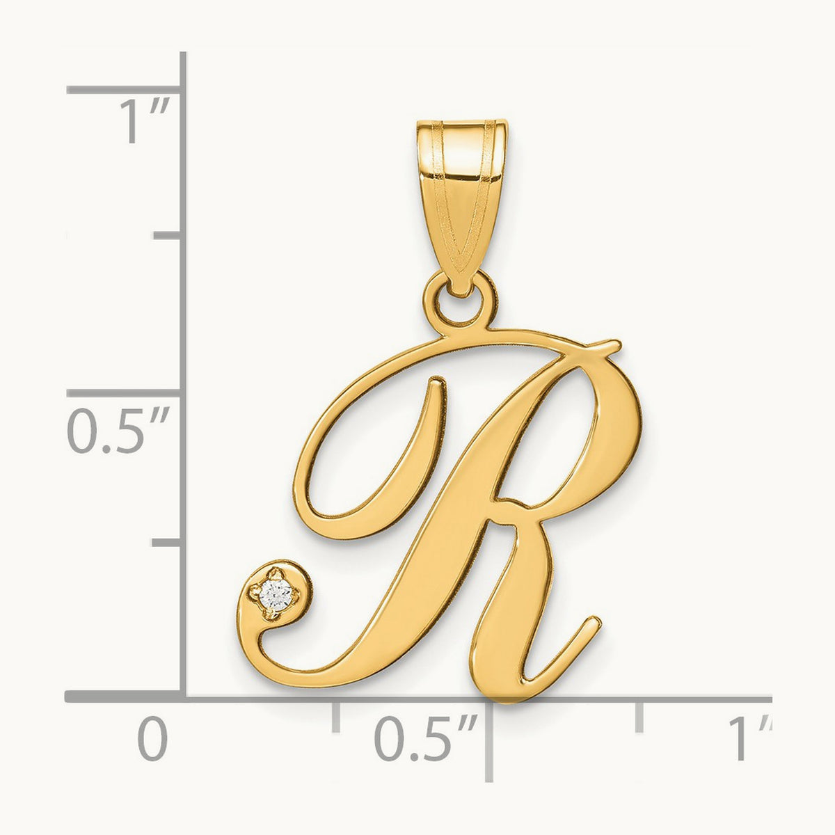 Script Initial Pendant with Diamond — R