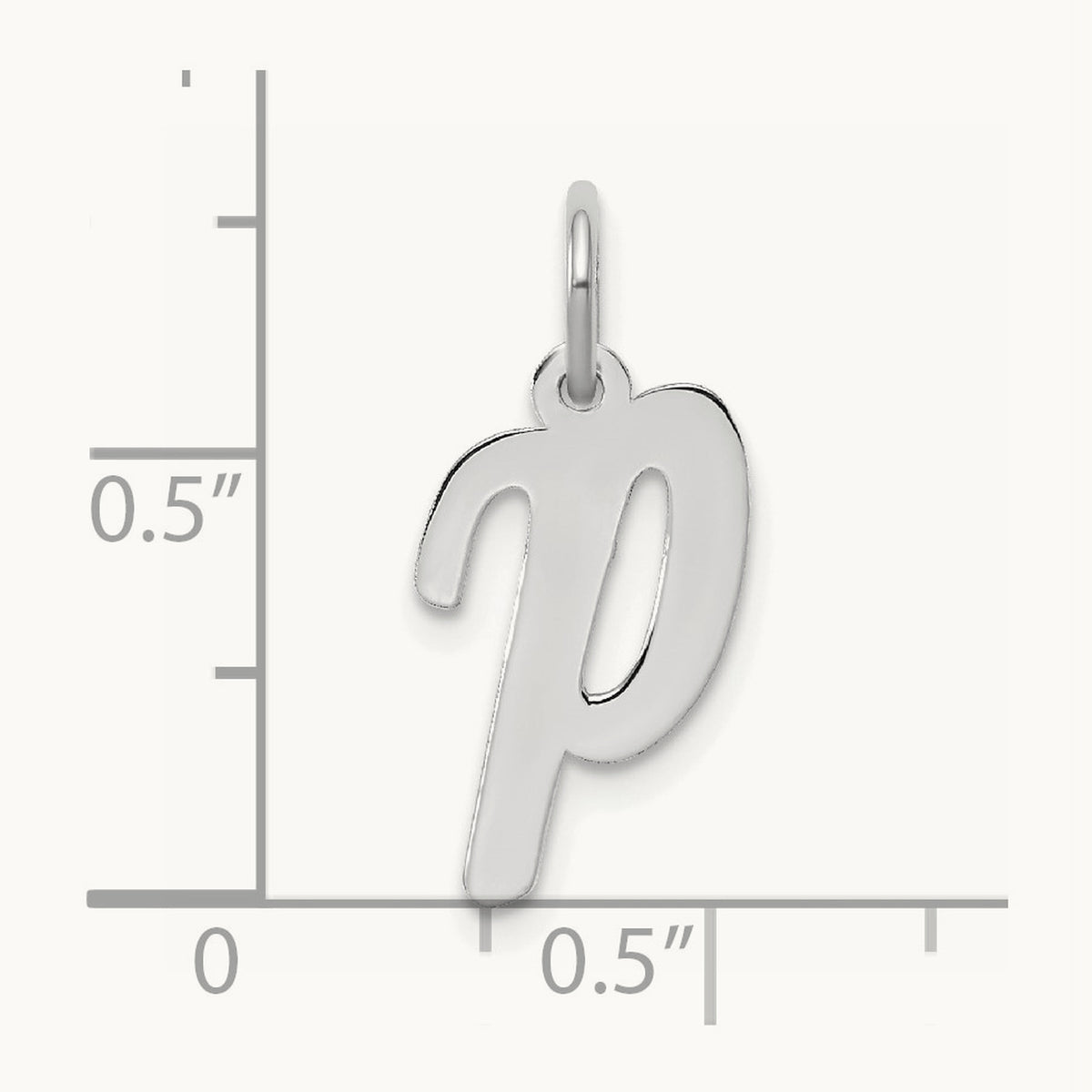 Medium Script Initial Charm — 14K White Gold, P