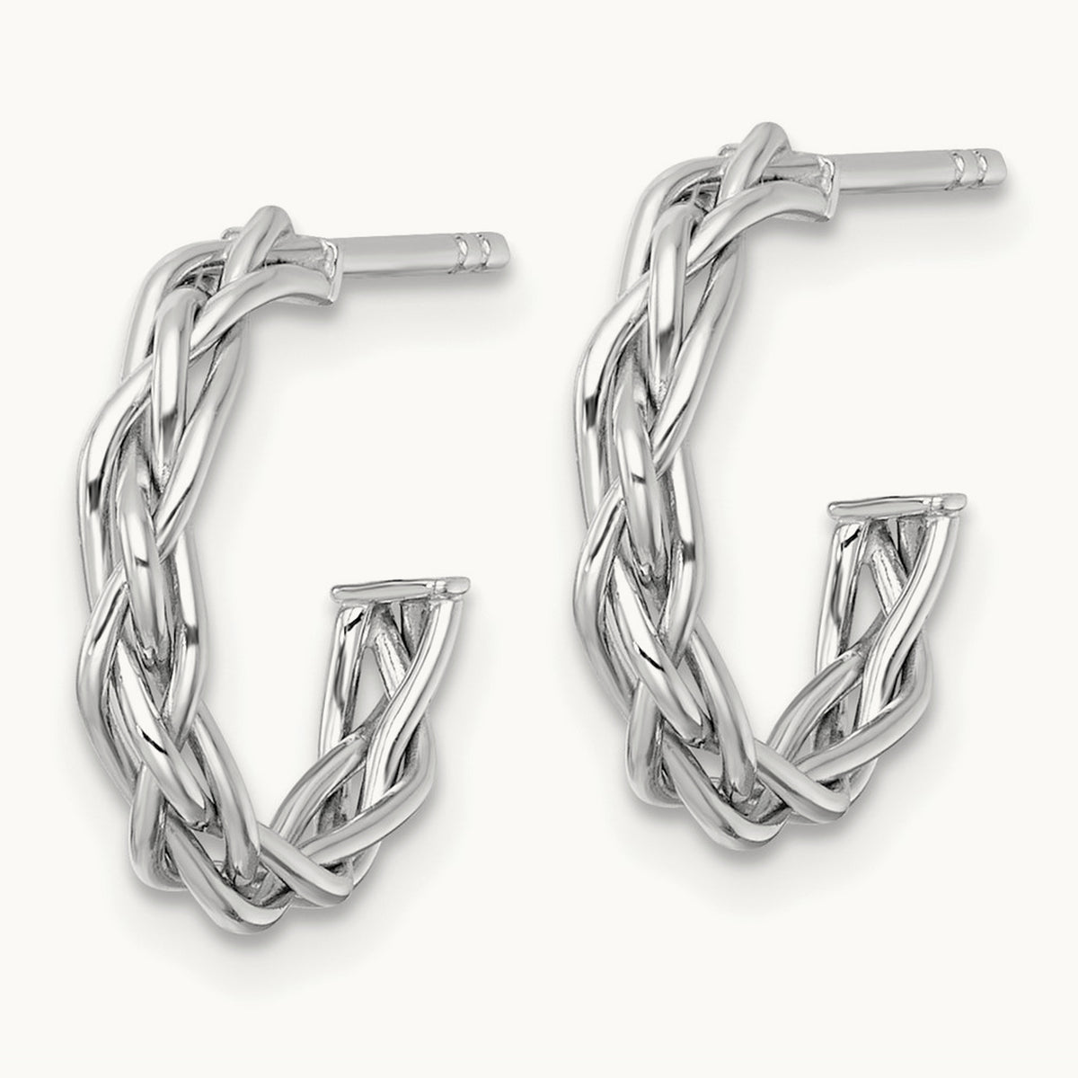 Polished Woven Post Hoop Earrings — 14K Two-Tone Gold