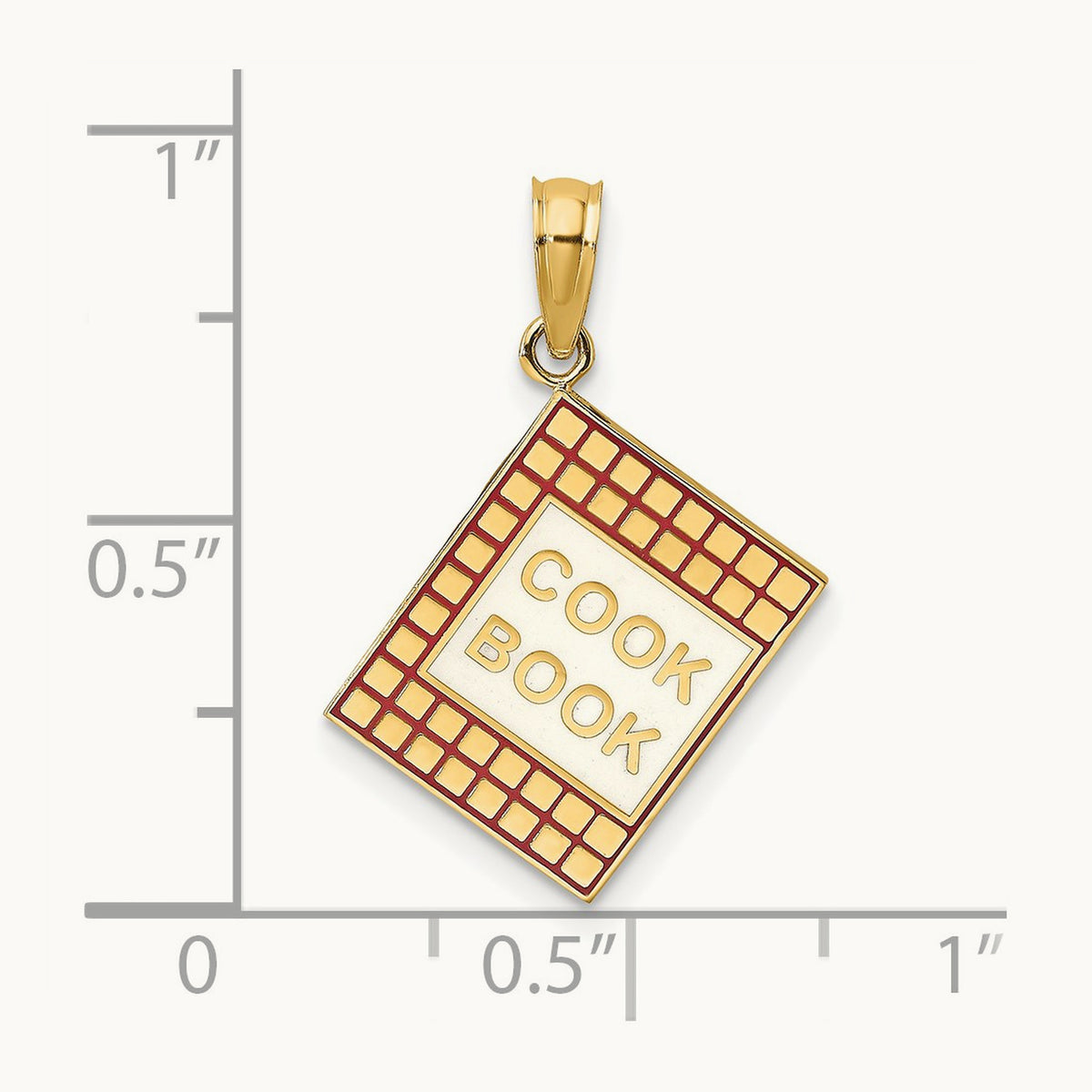 W/ Red Enamel 3-D Cook Book Charm, 14K