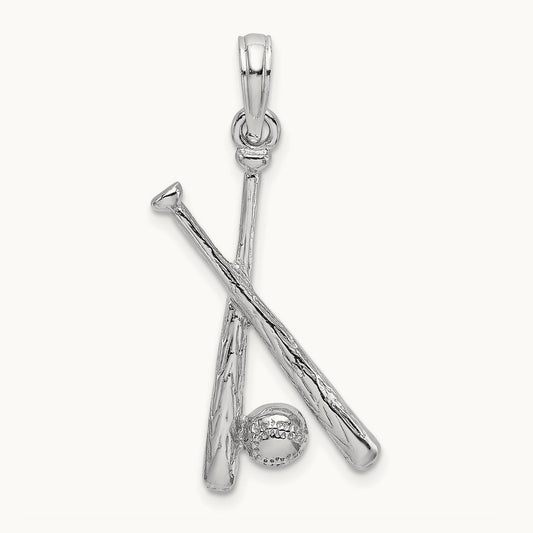 2-D Baseball Charm, 14K White Gold