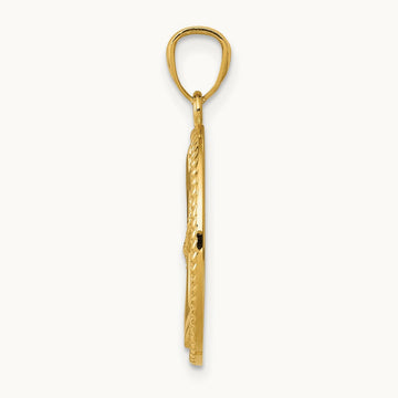 Polished Anchor w/Rope Oval Pendant, 14K Gold