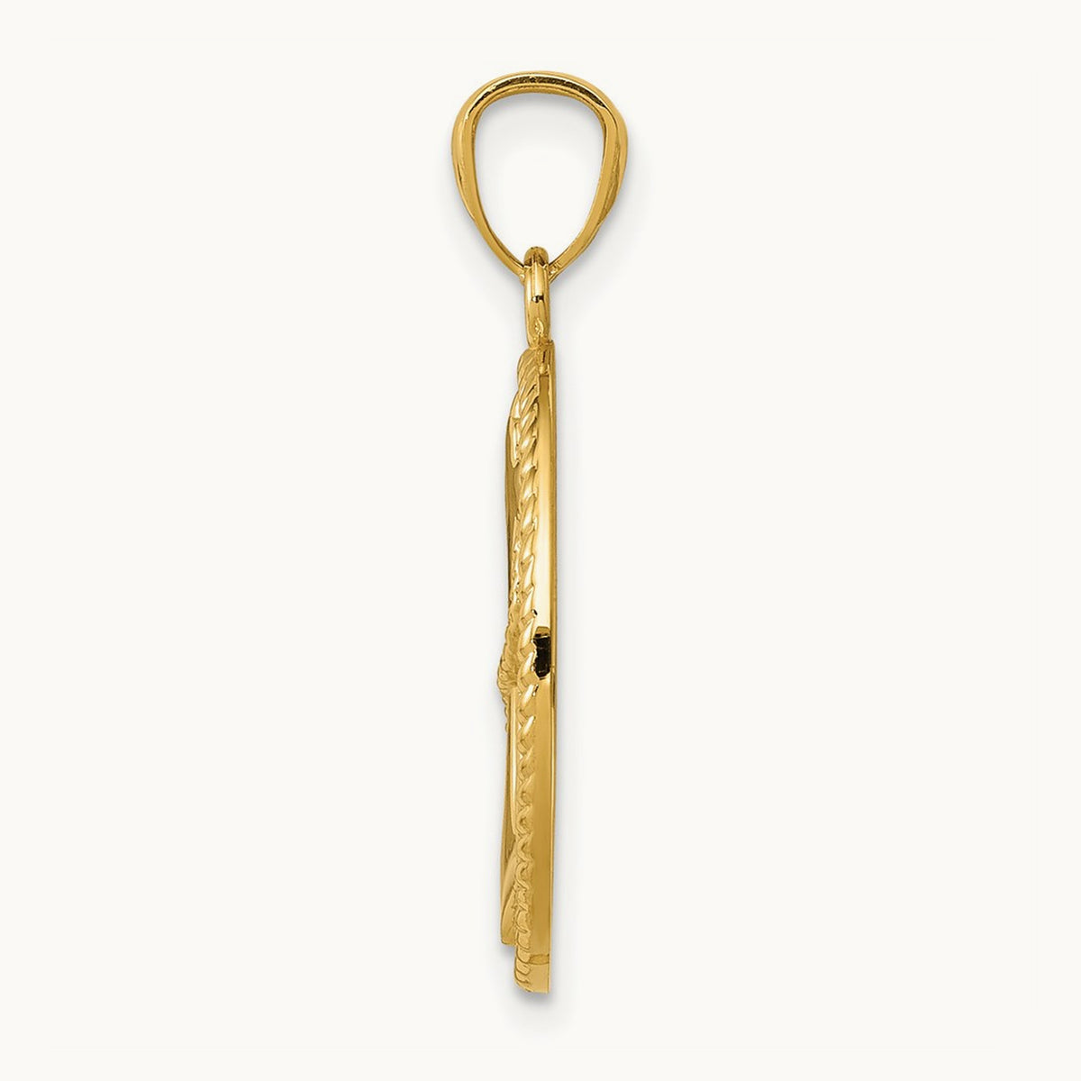 Polished Anchor w/Rope Oval Pendant, 14K Gold