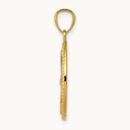 Polished Anchor w/Rope Oval Pendant, 14K Gold