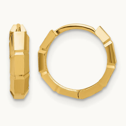 Polished and Diamond-cut Huggie Hoop Earrings, 14K — Leslie's
