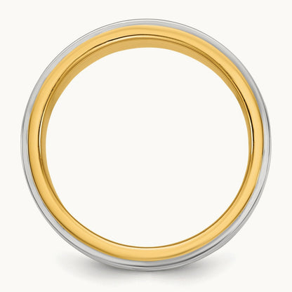 Y/W Double Banded Wedding Band, 8mm, 14K Two-tone