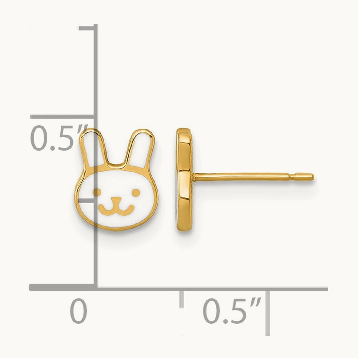 Madi K Polished White Enamel Bunny Face Post Earrings, 14K