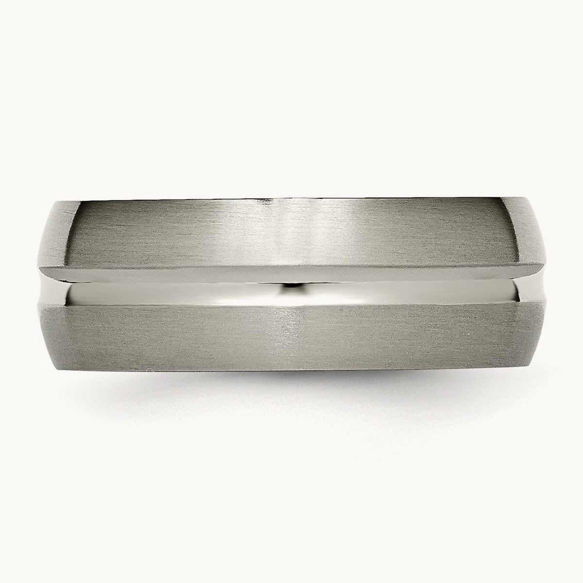 Brushed and Polished Grooved Band, 8mm, Titanium