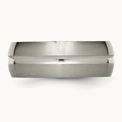 Brushed and Polished Grooved Band, 8mm, Titanium