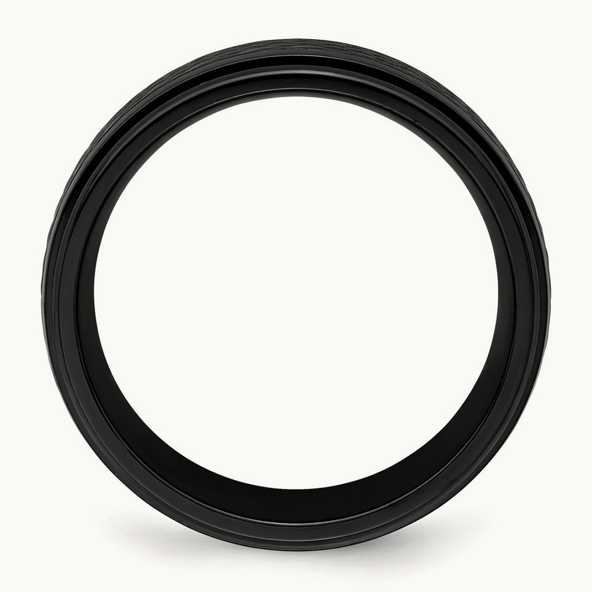 Black Zirconium Polished Ridged Edge Band, 8mm