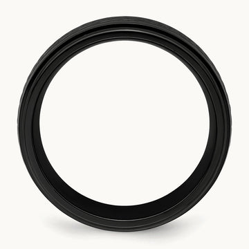 Black Zirconium Polished Ridged Edge Band, 8mm
