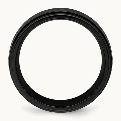 Black Zirconium Polished Ridged Edge Band, 8mm