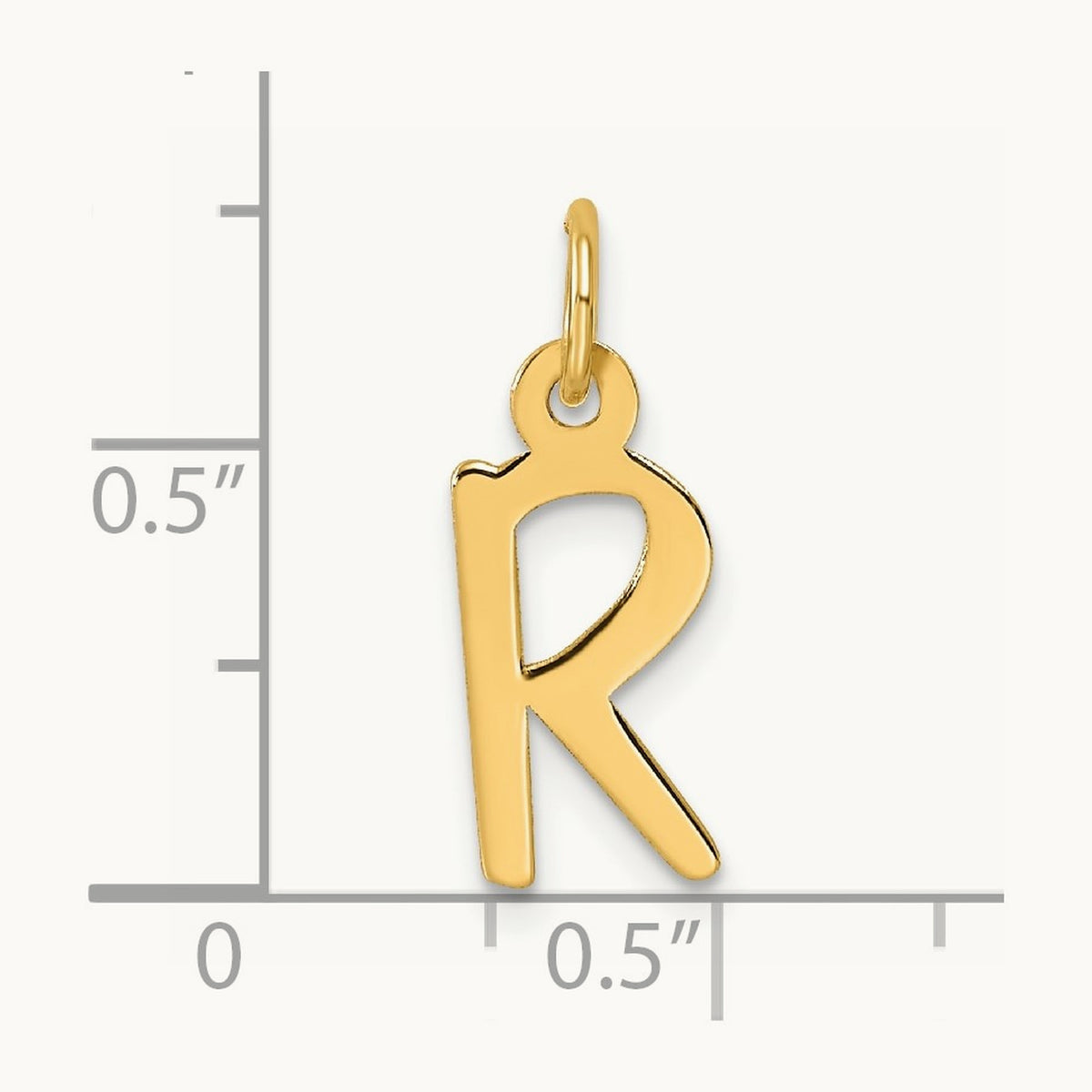 Slanted Block Initial Charm — 14K Yellow Gold, R