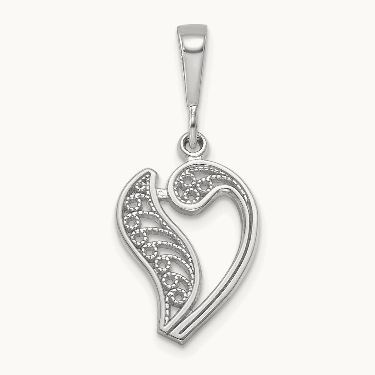 Solid Polished Script Filigree Initial Pendant — V
