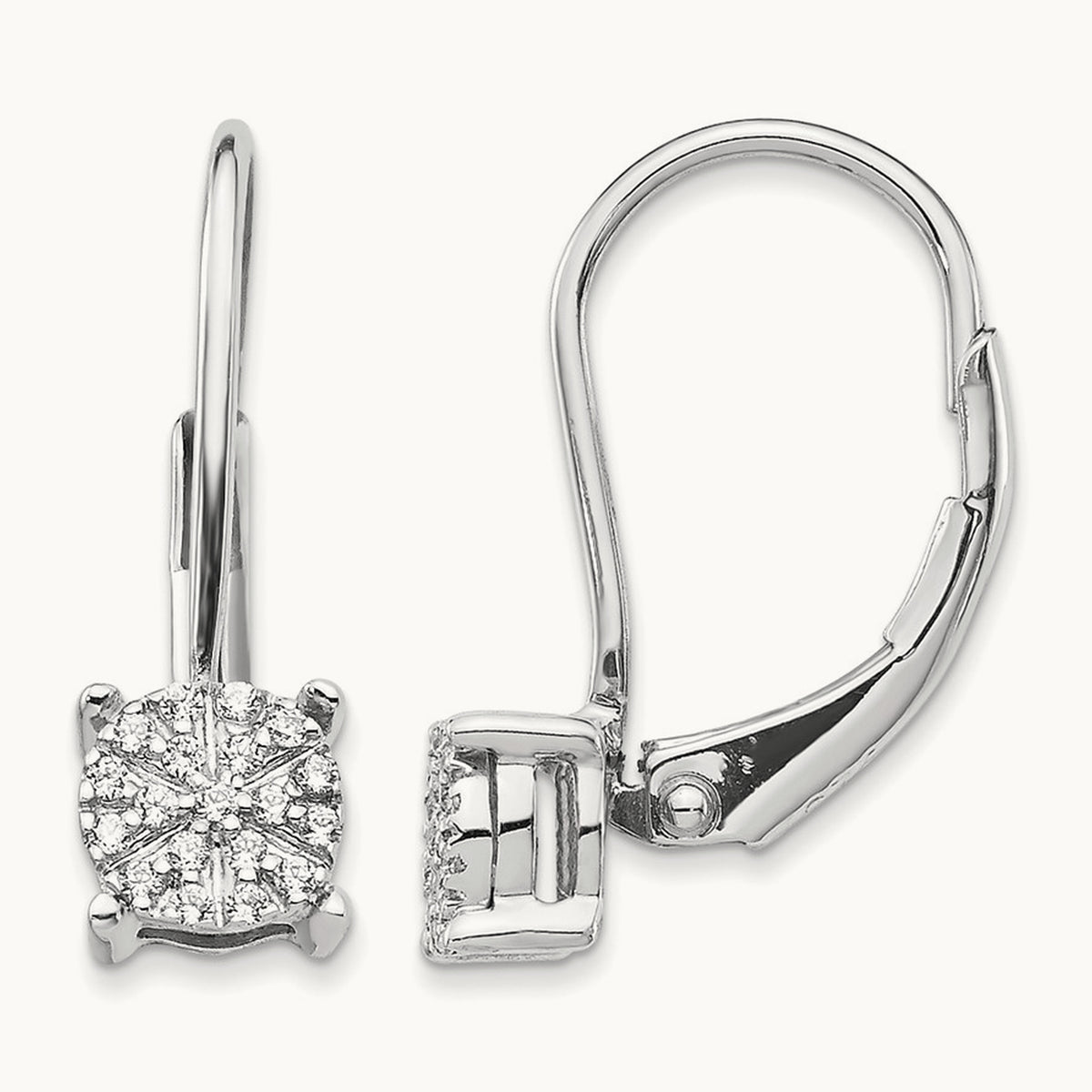 Diamond Cluster Leverback Earrings — 18mm